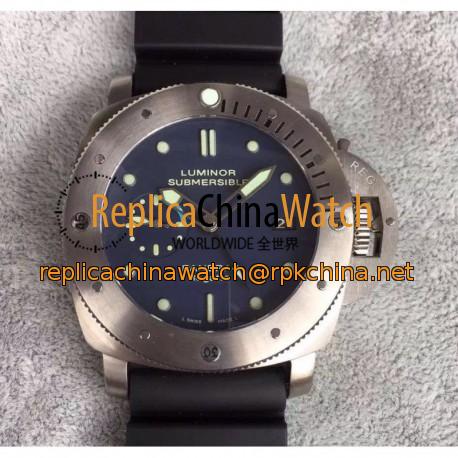 Replica Panerai Luminor Submersible GMT Regatta PAM371 ZF Titanium Black Dial Swiss P9001