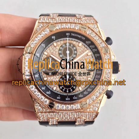 Replica Audemars Piguet Royal Oak Offshore 26067OR.ZZ.D002CR.01 JF V3 Rose Gold & Diamonds Diamond Dial Swiss 7750