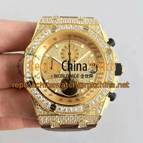 Replica Audemars Piguet Royal Oak Offshore 26067OR.ZZ.D002CR.01 JF V2 Yellow Gold & Diamonds Diamond Dial Swiss 7750