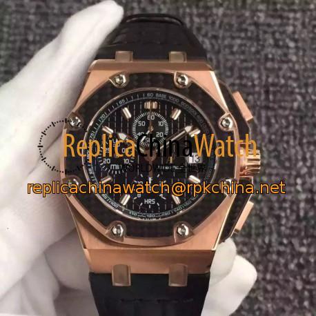 Replica Audemars Piguet Royal Oak Offshore Juan Pablo Montoya 26030RO.00.D001IN.01 JF V2 Rose Gold Black Dial Swiss 2840