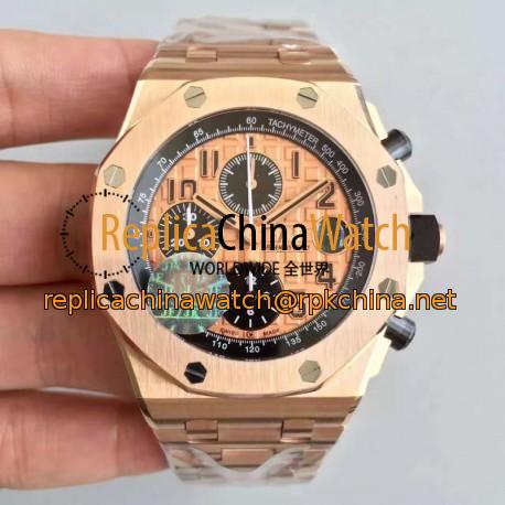 Replica Audemars Piguet Royal Oak Offshore 26470OR.OO.1000OR.01 JF V2 Rose Gold Gold Dial Swiss 3126