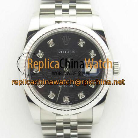 Replica Rolex Datejust 36MM 116234 DJ V2 Stainless Steel Black Anniversary Jubilee Dial Swiss 3135