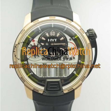 Replica HYT H1 Rose Gold 148-PG-22-GF-CR CY Rose Gold & PVD Black Dial M8215