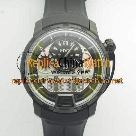 Replica HYT H1 Titanium Black DLC 148-DL-21-GF-RU CY PVD Black Dial M8215