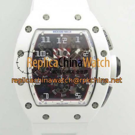 Replica Richard Mille RM011-FM Felipe Massa Flyback Dubai Chronograph KV White Ceramic White Skeleton Dial Swiss 7750