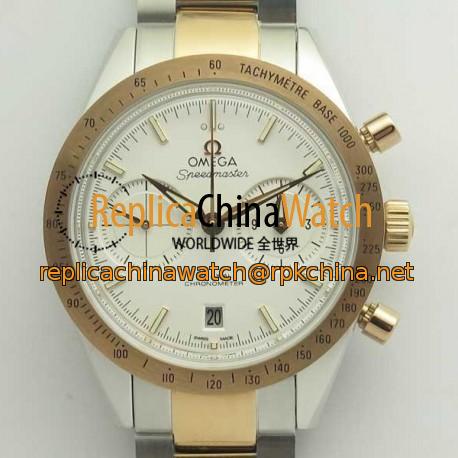 Replica Omega Speedmaster ´57 Chronograph 41.5MM 331.20.42.51.01.002 OM Stainless Steel & Rose Gold White Dial Swiss 9301