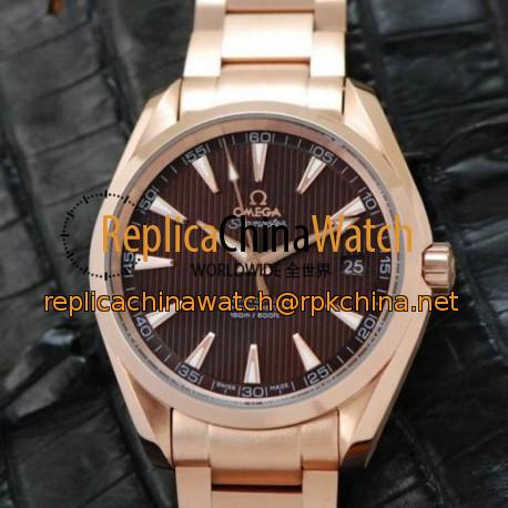 Replica Omega Aqua Terra 41MM Rose Gold Brown Dial Swiss 8501