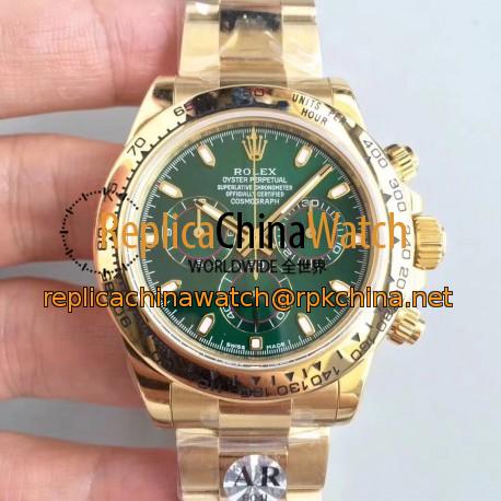 Replica Rolex Daytona Cosmograph 116508 AR Stainless Steel 904L With 18K Yellow Gold Wrapped Green Dial Swiss 4130 Run 6@SEC