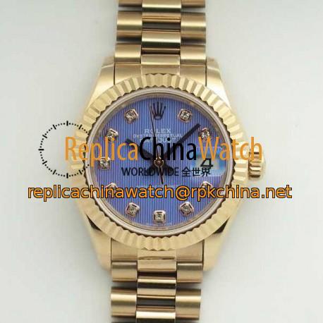 Replica Rolex Lady Datejust 28 279165 28MM BP Rose Gold Blue Dial Swiss 2671