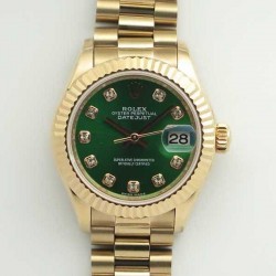 Replica Rolex Lady Datejust 28 279165 28MM BP Rose Gold Green Dial Swiss 2671