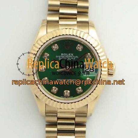 Replica Rolex Lady Datejust 28 279165 28MM BP Rose Gold Green Dial Swiss 2671