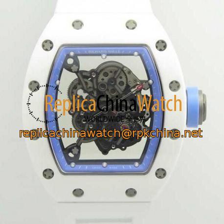 Replica Richard Mille RM055 KV V2 White Ceramic Blue Skeleton Dial M8215