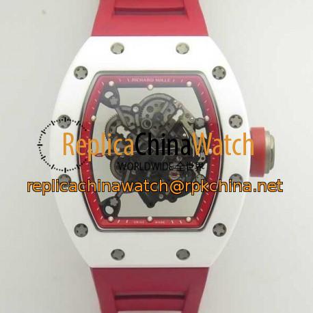 Replica Richard Mille RM055 KV V2 White Ceramic Red Skeleton Dial M8215