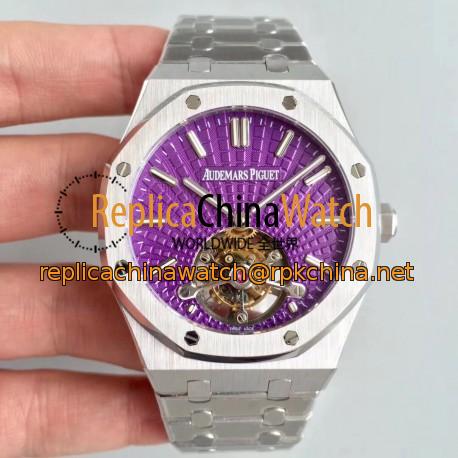 Replica Audemars Piguet Royal Oak Tourbillon Extra Thin 26522 R8 Stainless Steel Violet Dial Swiss 2924