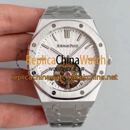 Replica Audemars Piguet Royal Oak Tourbillon Extra Thin 26522 R8 Stainless Steel White Dial Swiss 2924