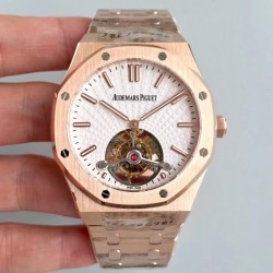 Replica Audemars Piguet Royal Oak Tourbillon Extra Thin 26522 R8 Rose Gold White Dial Swiss 2924