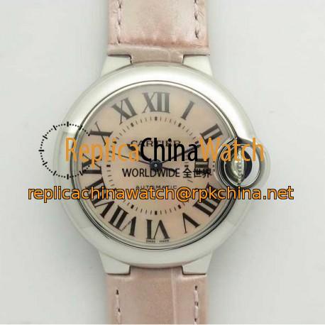 Replica Ballon Bleu De Cartier Ladies 33MM WSBB0002 V6 Stainless Steel Pink Mother Of Pearl Dial Seiko NH05A