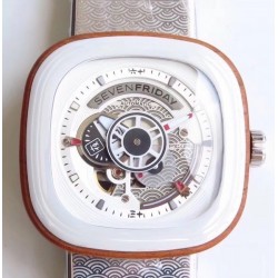 Replica SevenFriday P1B/03 Japan Limited Edtion SV Stainless Steel & White Ceramic White Dial Miyota 82S7