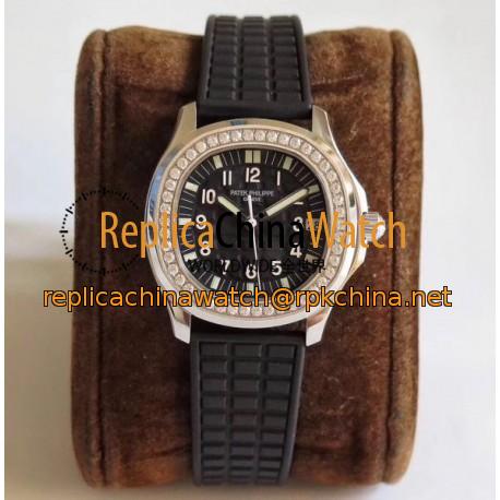 Replica Patek Philippe Aquanaut Luce Ladies 5067A-001 N Stainless Steel & Diamonds Black Dial Swiss 324SC