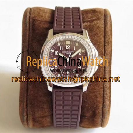 Replica Patek Philippe Aquanaut Luce Ladies 5067A-023 N Stainless Steel & Diamonds Chocolate Dial Swiss 324SC