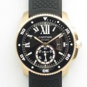 Replica Calibre De Cartier Diver W7100052 42MM JF Rose Gold Black Dial A23J