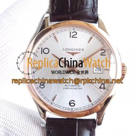 Replica Longines Record L2.821.4.76.2 AF Stainless Steel & Rose Gold Silver Dial Swiss L888.4