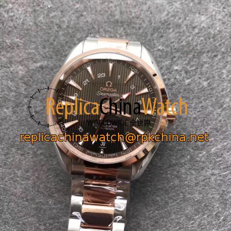 Replica Omega Seamaster Aqua Terra 150M GMT 43MM 231.20.43.22.06.003 VS Stainless Steel & Rose Gold Brown Dial Swiss 8605