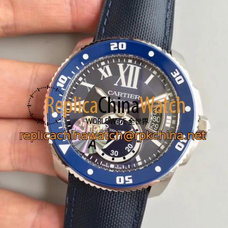 Replica Calibre De Cartier Diver WSCA0010 42MM JF Stainless Steel Blue Dial A23J