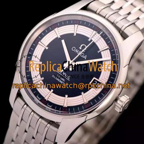 Replica Omega De Ville 41MM Stainless Steel Black Dial Swiss 8500