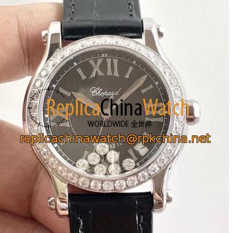 Replica Chopard Happy Sport 36MM Automatic 278475-3048 N Stainless Steel & Diamond Black & Diamond Dial Swiss 2892