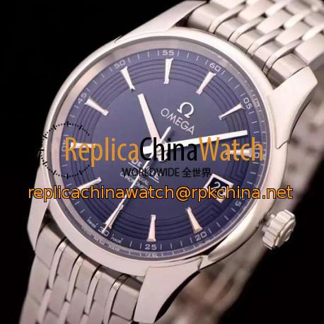 Replica Omega De Ville 41MM Stainless Steel Blue Dial Swiss 8500