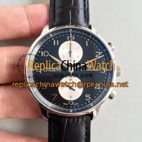 Replica IWC Portugieser Chronograph IW371404 ZF Stainless Steel Black & White Dial Swiss 7750