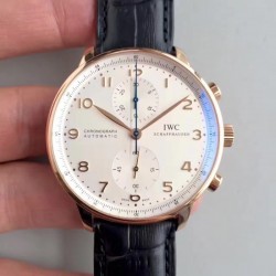 Replica IWC Portugieser Chronograph IW371480 ZF Rose Gold White Dial Swiss 7750