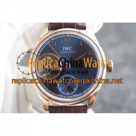 Replica IWC Portuguese Tourbillon IW5463 YL Rose Gold Blue Dial Swiss 63783