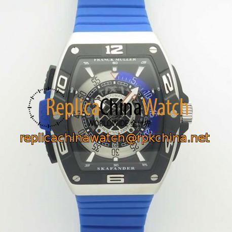 Replica Franck Muller Skafander SKF 46 DV SC DT N Stainless Steel Blue Skeleton Dial M8215