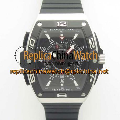 Replica Franck Muller Skafander SKF 46 DV SC DT N Stainless Steel Black Skeleton Dial M8215