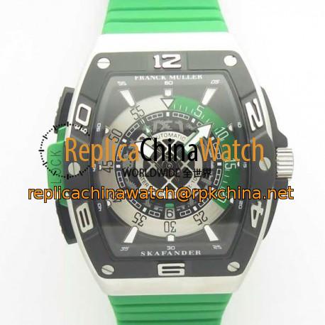 Replica Franck Muller Skafander SKF 46 DV SC DT N Stainless Steel Green Skeleton Dial M8215