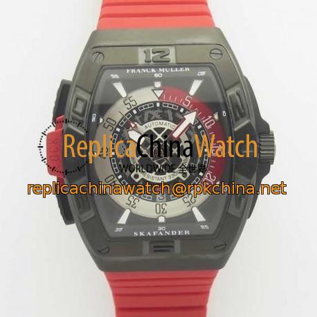 Replica Franck Muller Skafander SKF 46 DV SC DT N Ceramic Red Skeleton Dial M8215