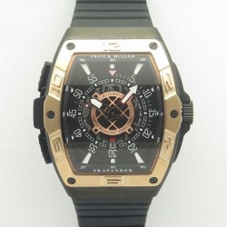 Replica Franck Muller Skafander SKF 46 DV SC DT N Ceramic & Rose Gold Black Skeleton Dial M8215