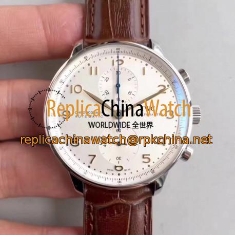 Replica IWC Portugieser Chronograph IW371445 ZF V2 Stainless Steel Silver Dial Swiss 7750