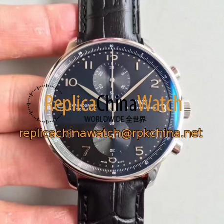 Replica IWC Portugieser Chronograph IW371447 ZF Stainless Steel Black Dial Swiss 7750