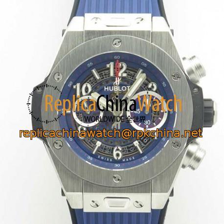 Replica Hublot Big Bang Unico Magic Sapphire 411.JX.1170.RX 3A Stainless Steel Blue Skeleton Dial Swiss HUB1242