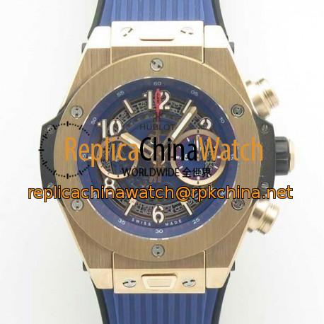 Replica Hublot Big Bang Unico Full Magic Gold 411.MX.1138.RX 3A Rose Gold Blue Skeleton Dial Swiss HUB1242