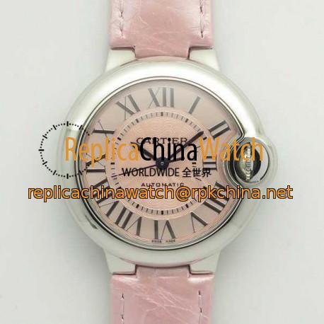 Replica Ballon Bleu De Cartier 33MM WSBB0002 AF Stainless Steel Pink Dial Seiko NH05A