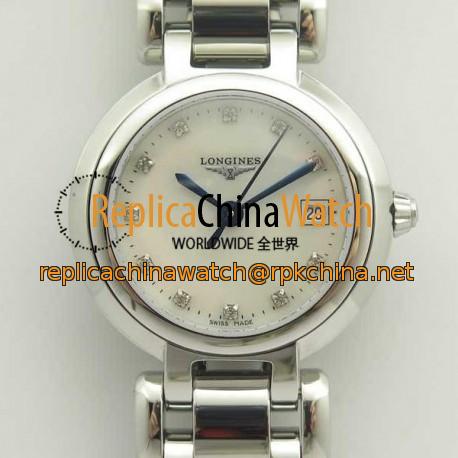 Replica Longines Primaluna Elegant Ladies L8.110.4.87.6 GS  Stainless Steel Mother Of Pearl Dial Swiss Cal L250