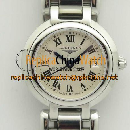 Replica Longines Primaluna Elegant Ladies L8.110.4.71.6 GS  Stainless Steel White Dial Swiss Cal L250