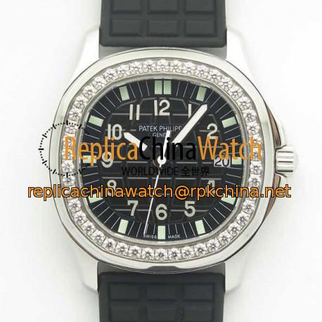 Replica Patek Philippe Aquanaut Luce Ladies 5067A-001 JJ Stainless Steel & Diamonds Black Dial Swiss E23-250SC