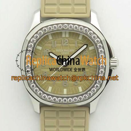 Replica Patek Philippe Aquanaut Luce Ladies 5067A  JJ Stainless Steel & Diamonds Beige Dial Swiss E23-250SC