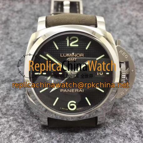 Replica Panerai  Luminor 1950 3 Days GMT PAM535 Q Edition Paris hobnails ZF Stainless Steel Black Dial Swiss P9001