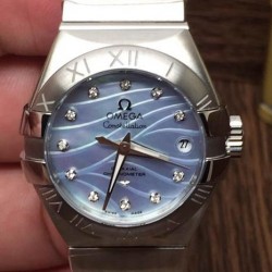 Replica Omega Constellation Double Eagle Lady 27MM Stainless Steel Blue Dial Swiss 8520